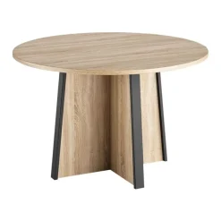 Table de réunion ronde MAMBO - Chêne Sonoma/noir