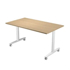 Table de réunion TAXI - Mobile et pliable - L140 x P80 x H73,7 cm - plateau chêne