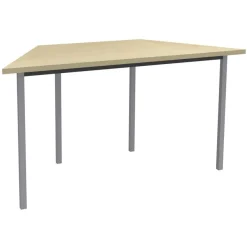 Table de réunion Trapèze - 140 x 70 cm - Pieds carrés aluminium - imitation Erable