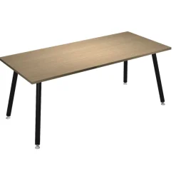 Table haute - 180 x 80 x 105 cm - Pieds métal noirs - Chêne