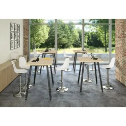 Table haute - 180 x 80 x 105 cm - Pieds métal noirs - Chêne