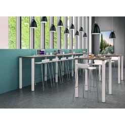 Table Lounge - L80xH105xP80 cm - 4 Pieds carbone - plateau imitation chêne clair