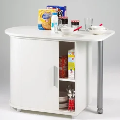 Table pivotante et meuble de rangement - Blanc