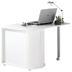 Table pivotante et meuble de rangement - Blanc
