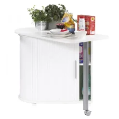 Table pivotante et meuble de rangement - Blanc