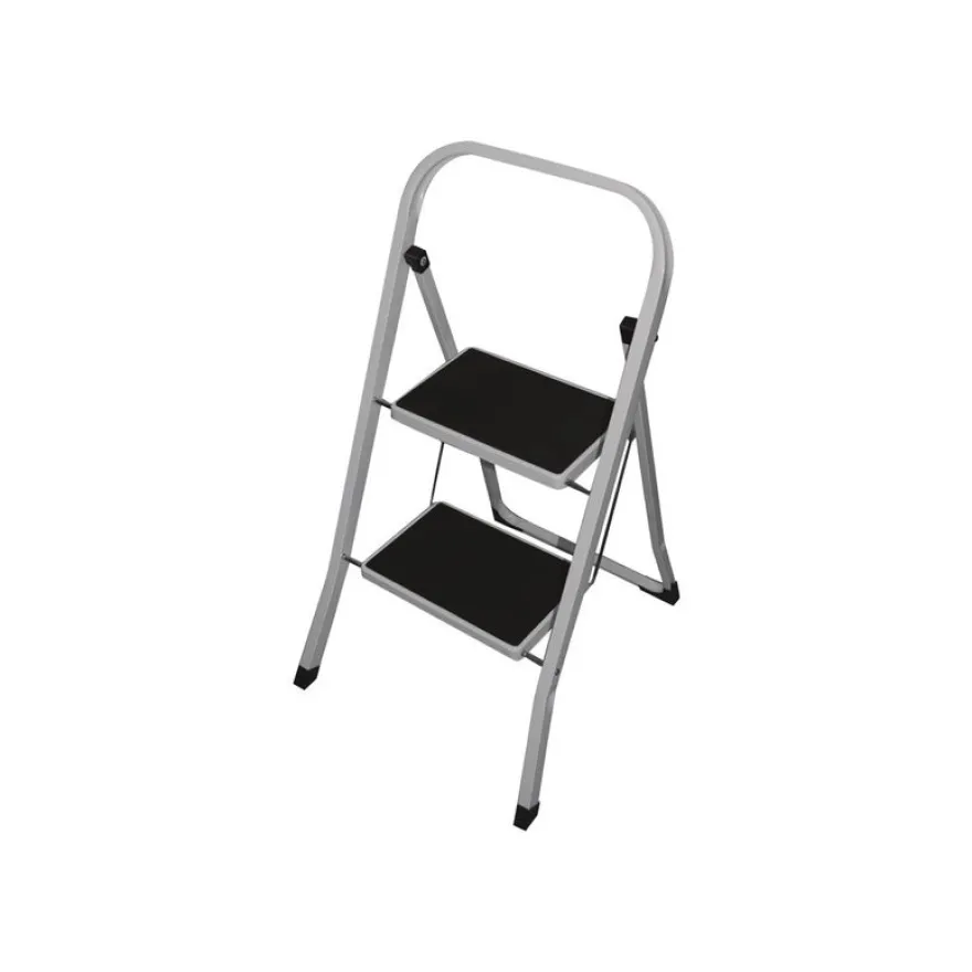 Tabouret - 2 marches - acier - blanc