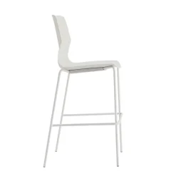 Tabouret haut TECSUP - 4 pieds blancs - coque blanche