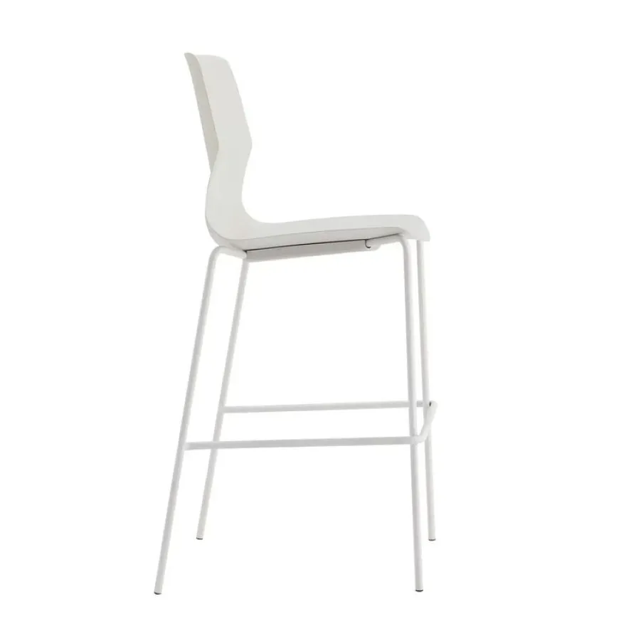 Tabouret haut TECSUP - 4 pieds blancs - coque blanche