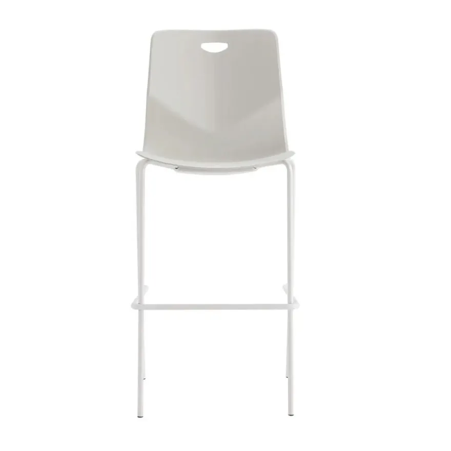 Tabouret haut TECSUP - 4 pieds blancs - coque blanche