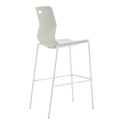 Tabouret haut TECSUP - 4 pieds blancs - coque blanche