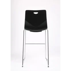 Tabouret TECSUP - Empilable - coque en polypropylène noir - pieds chromés fenêtre