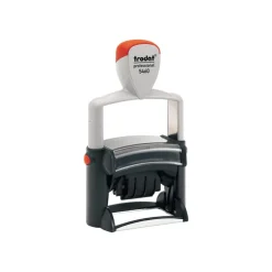 Tampon dateur métallique + 6 lignes de texte personnalisés - zone d'impression 56 x 33 mm - Trodat Professional 5460