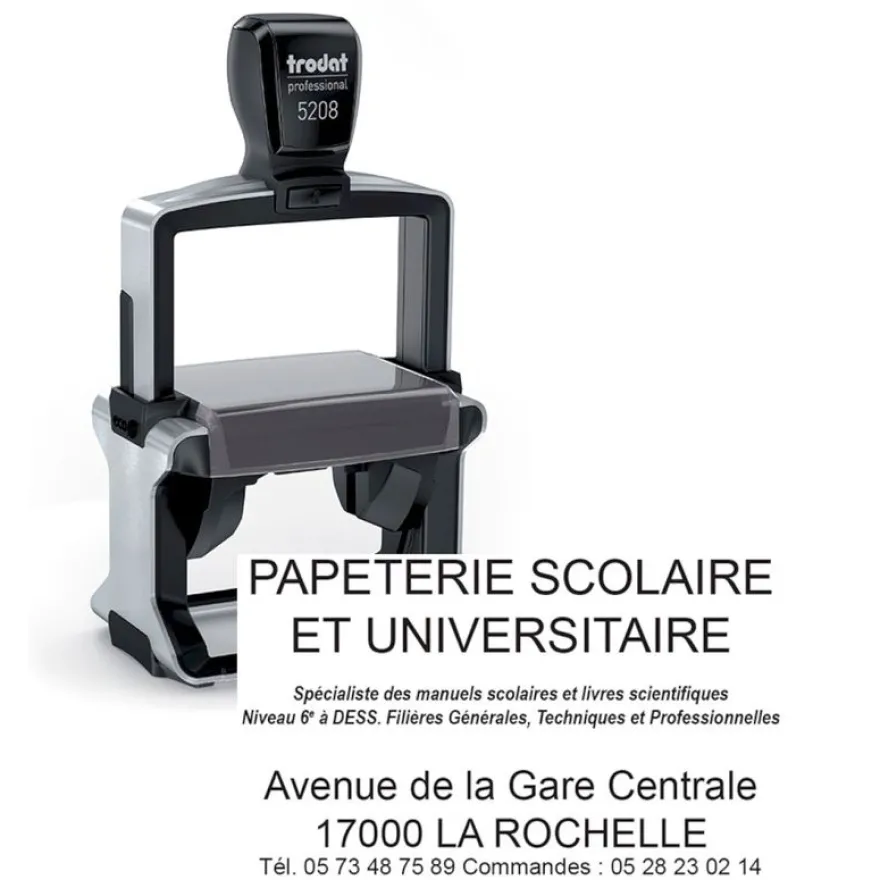 Tampon métallique personnalisé avec 9 lignes de texte - zone d'impression 68 x 47 mm - Trodat Professional 5208
