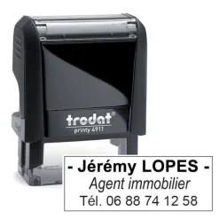 Tampon personnalisé avec 3 lignes - zone d'impression 38 x 14 mm - Trodat Printy 4911 noir
