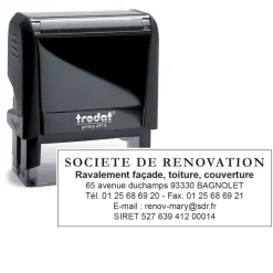 Tampon personnalisé avec 7 lignes de texte - zone d'impression 70 x 25 mm - Trodat Printy 4915 Noir