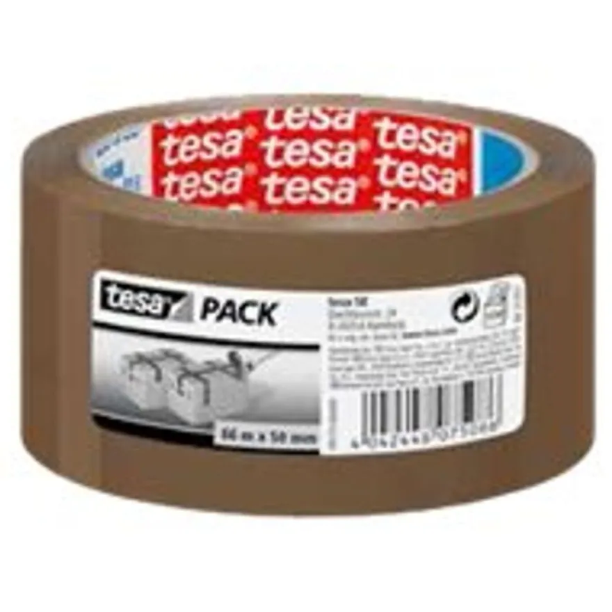 Tesapack - 6 Rubans adhésifs d'emballage - PP - 50 mm x 66 m- havane