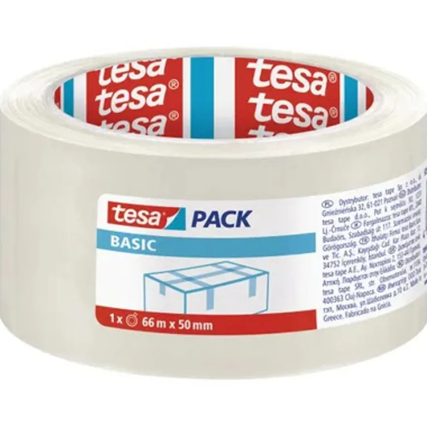 Tesapack Basic - Ruban adhésif d'emballage - 50 mm x 66 m - transparent