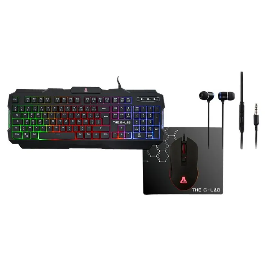 The G-Lab COMBO HELIUM - ensemble de clavier, souris, casque et tapis de souris - Azerty - Français