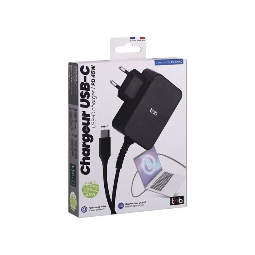T'nB - Adaptateur secteur - 45 Watt - PD (24 pin USB-C) - noir