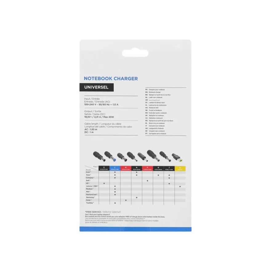 T'nB - Chargeur slim universel - 45 Watt pour notebook