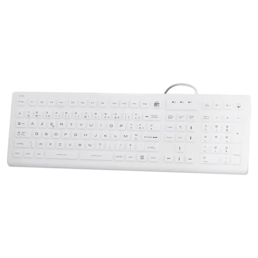 T'nB - Clavier filaire medical - rétroéclairé - AZERTY - blanc