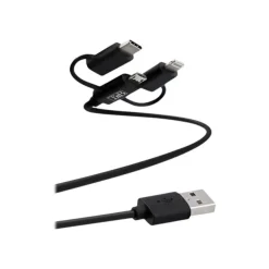 T'nB 3 IN 1 - câble de charge et de synchronisation USB/Micro USB - USB Type-C - Lightning - 1.5 m - noir