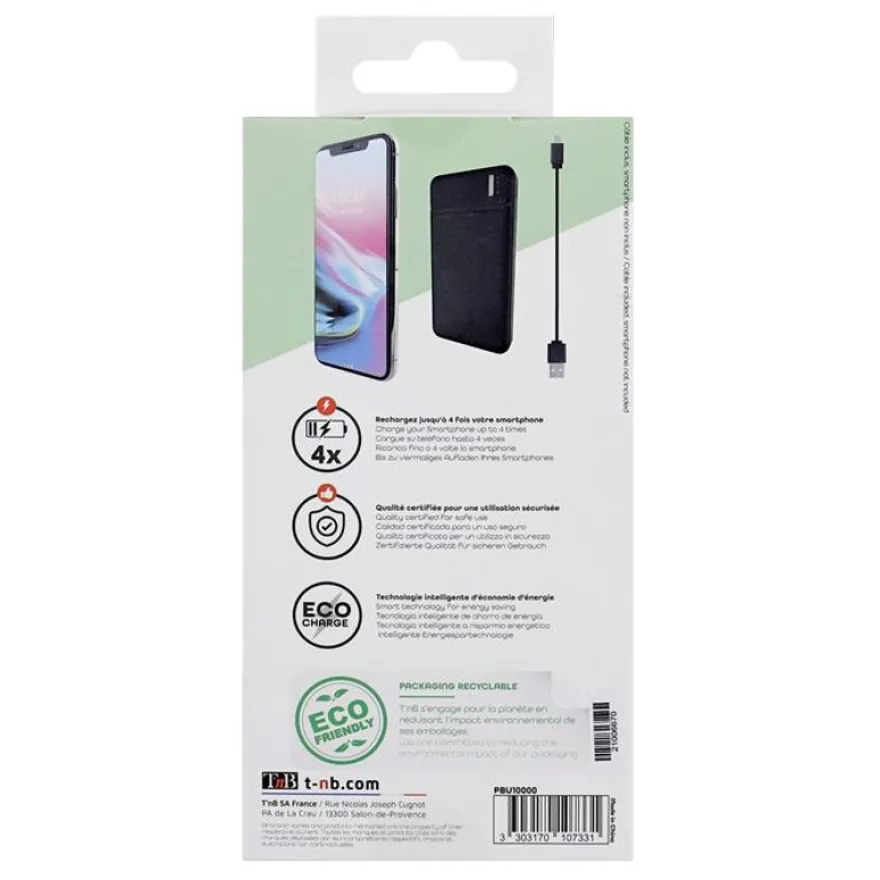 T'nB - powerbank / batterie de secours rechargeable pour smartphone - 10000 mAh