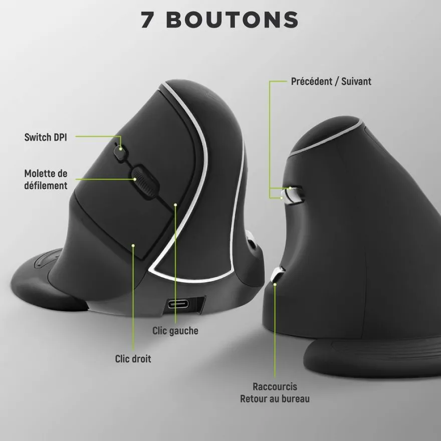 T'nB - Souris sans fil ergonomique pour droitier - noir