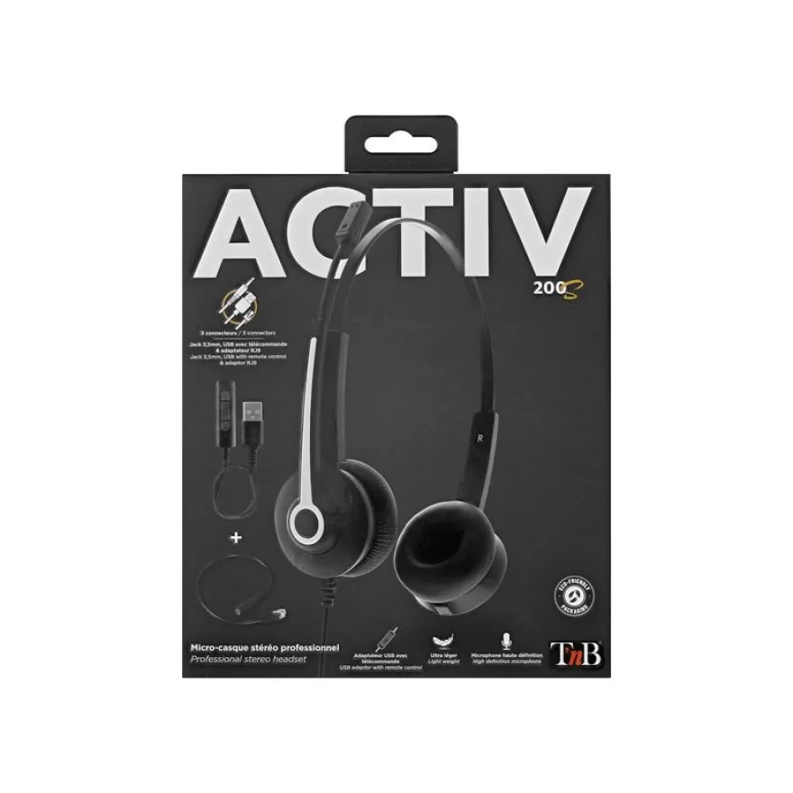 T'nB ACTIV 200S - casque filaire avec micro - noir