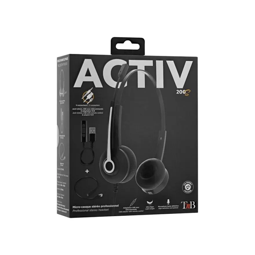 T'nB ACTIV 200S - casque filaire avec micro - noir