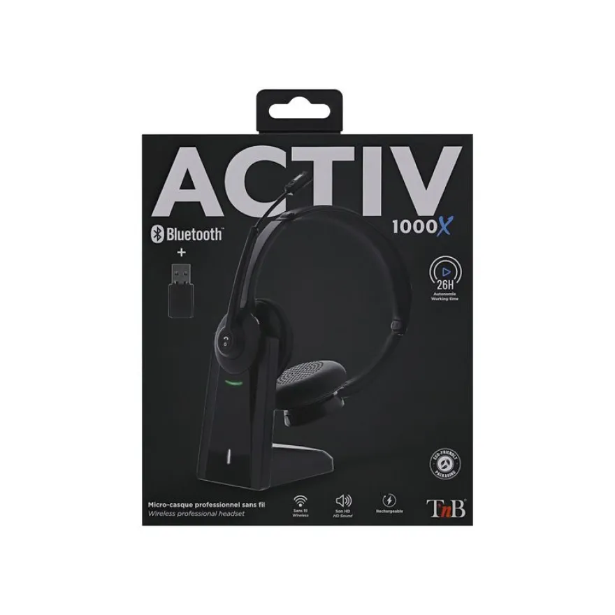T'nB ACTIV 1000X - Casque sans fil avec micro - bluetooth - noir