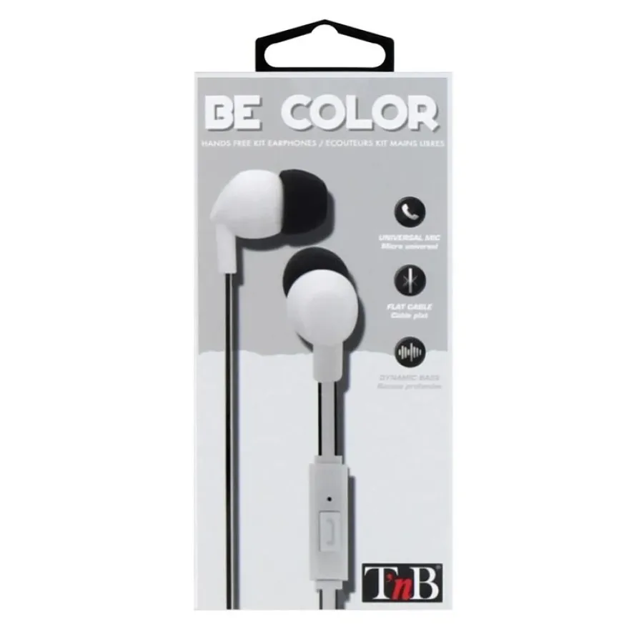 T'nB BE COLOR Kit main libre - Ecouteurs filaire avec micro - intra-auriculaire - blanc