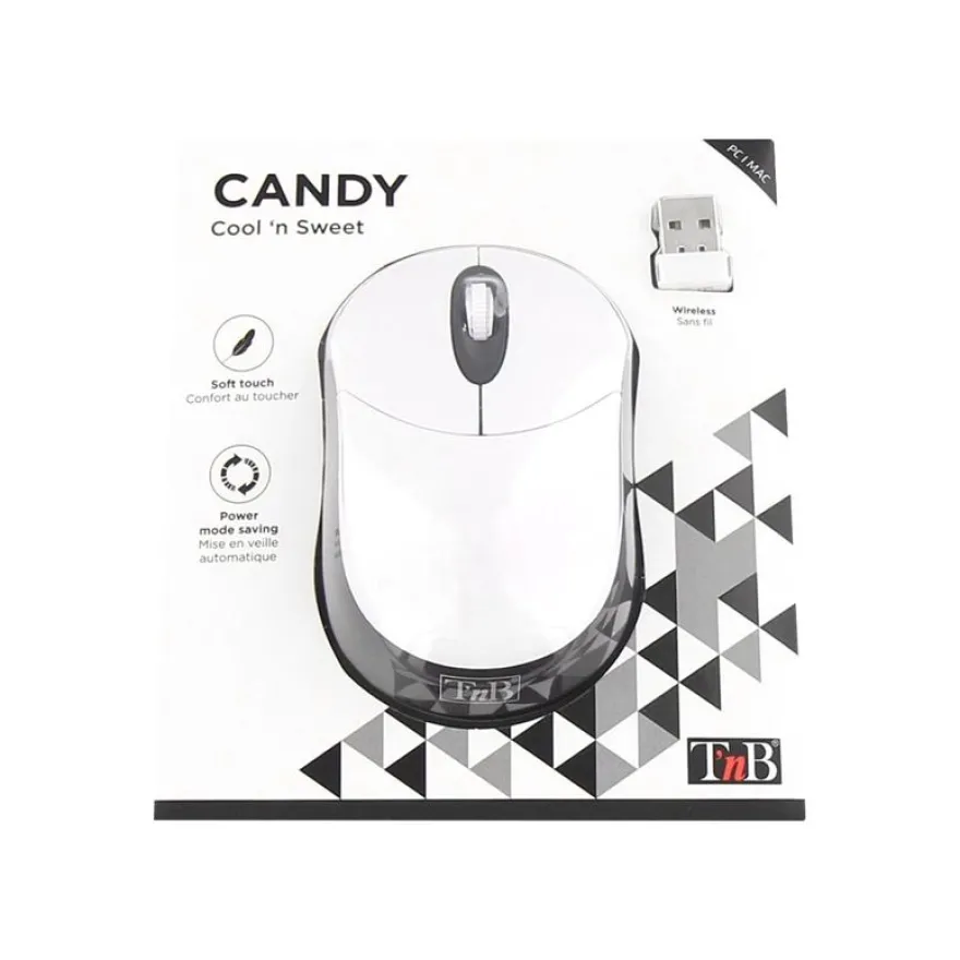 T'nB CANDY - souris sans fil - blanc/noir