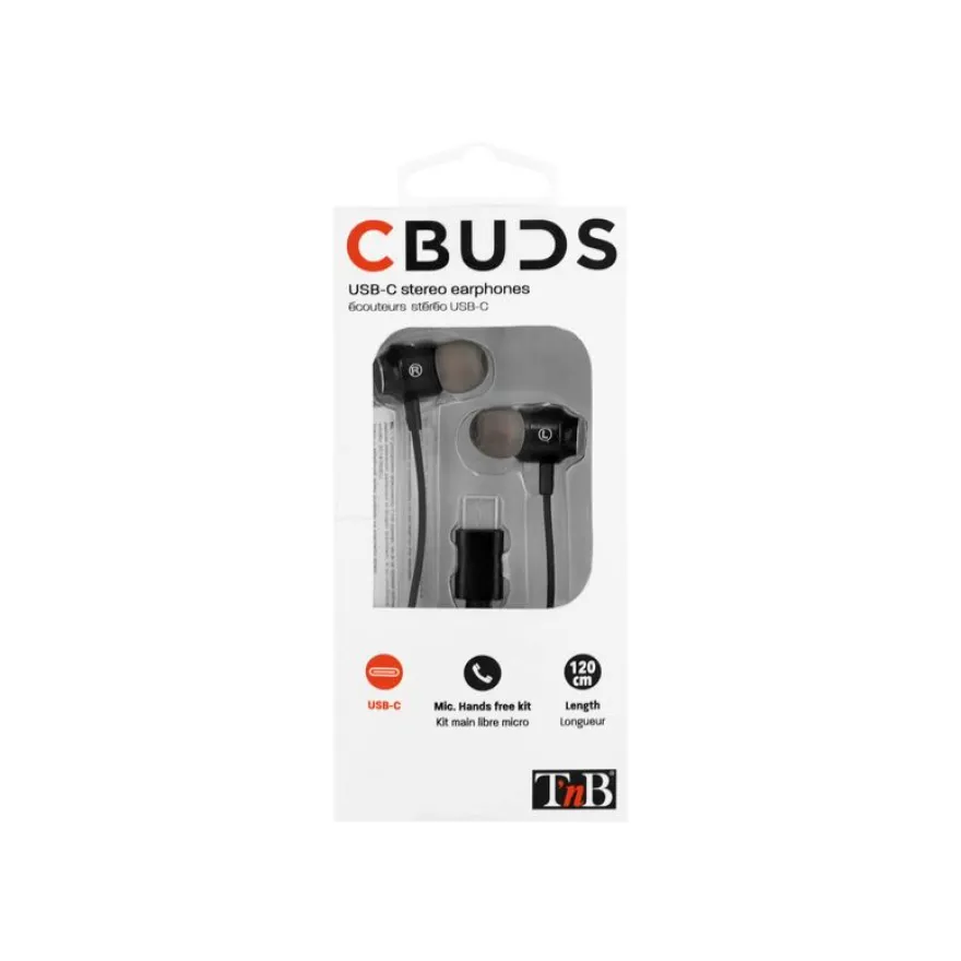T'nB C-BUDS - Kit main libre - Ecouteurs filaire avec micro - intra-auriculaire - noir