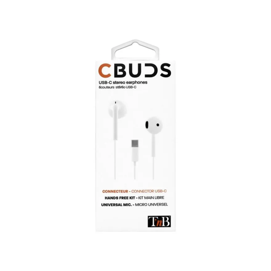 T'nB C-BUDS - Kit main libre - Ecouteurs filaire avec micro - intra-auriculaire - blanc