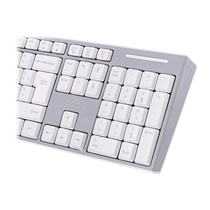 T'nB Classy - Clavier sans fil rechargeable - 2.4 GHz, Bluetooth - gris et blanc