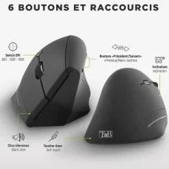 T'nB Ergo - Souris sans fil ergonomique pour droitier - noir