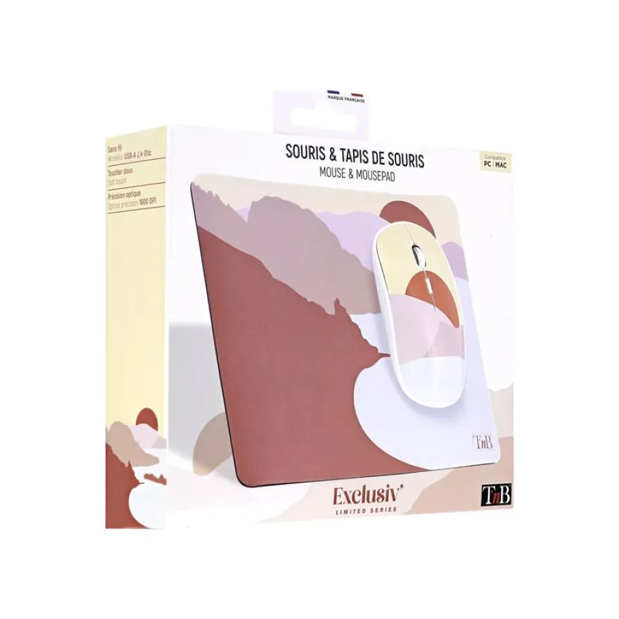 T'nB EXCLUSIV COAST - souris sans fil + tapis souris assorti