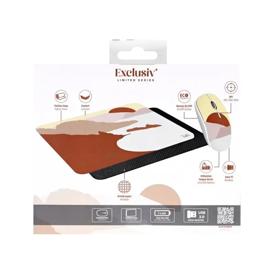 T'nB EXCLUSIV COAST - souris sans fil + tapis souris assorti