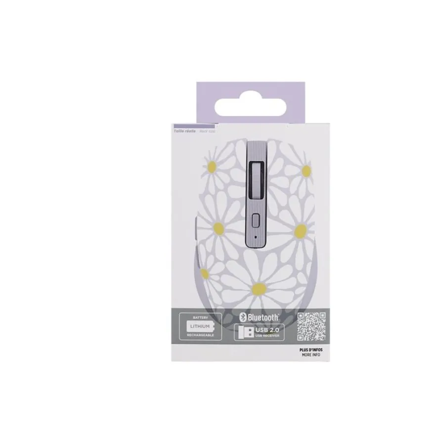T'nB EXCLUSIV' Flower - Souris sans fil - rechargeable - 6 boutons - lavande