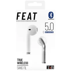 T'nB FEAT - Kit main libre - écouteurs sans fil bluetooth avec boitier de charge - blanc