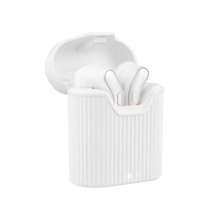 T'nB FEAT - Kit main libre - écouteurs sans fil bluetooth avec boitier de charge - blanc