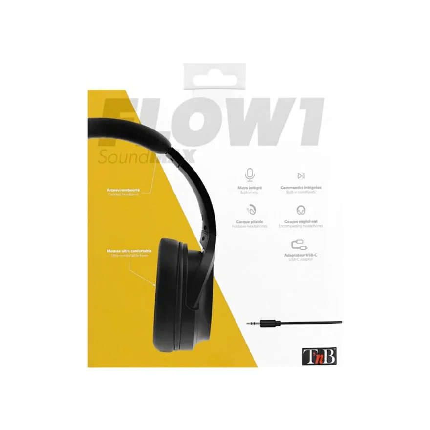 T'nB FLOW - casque filaire avec micro - noir
