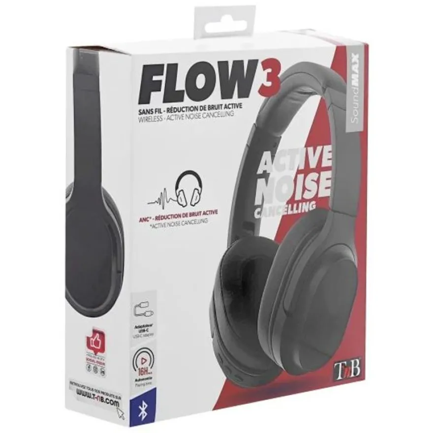 T'nB FLOW - casque sans fil avec micro - à réduction de bruit - noir