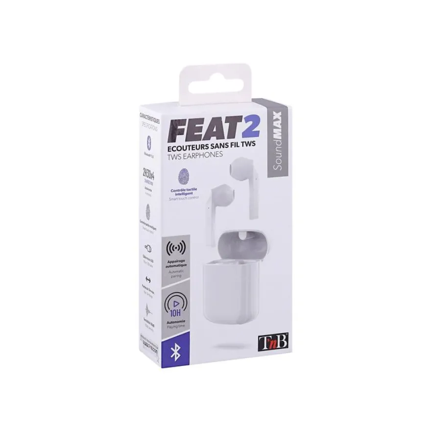 T'nB FRENCH TOUCH FEAT 2 - Kit main libre - écouteur sans fil bluetooth - blanc