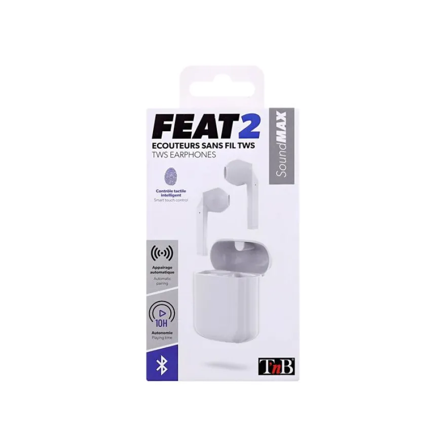 T'nB FRENCH TOUCH FEAT 2 - Kit main libre - écouteur sans fil bluetooth - blanc