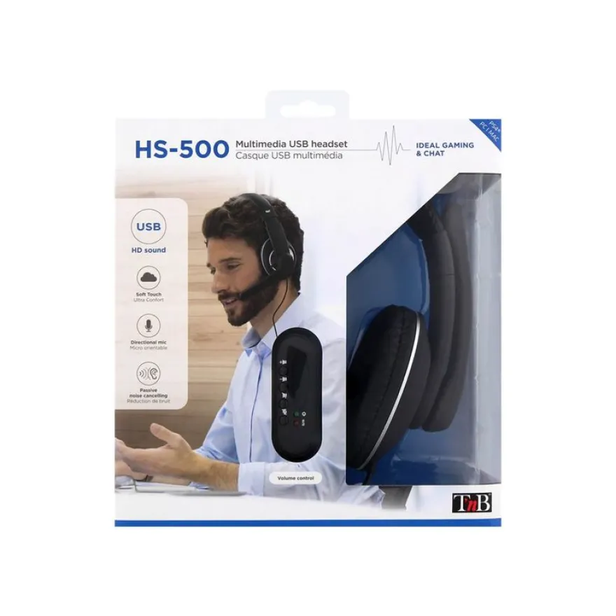 T'nB HS-500 - micro-casque filaire - Usb - noir
