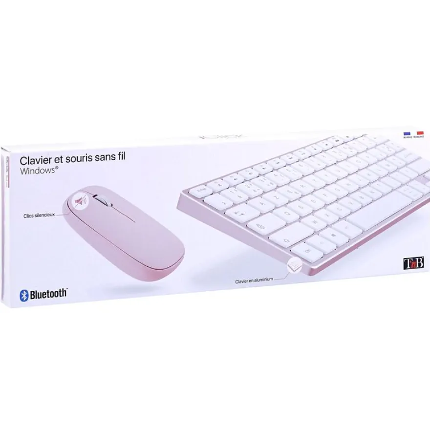 T'nB iClick - ensemble clavier sans fil et souris sans fil - rose