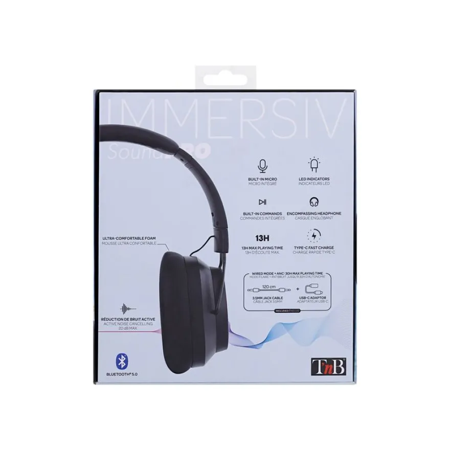 T'nB IMMERSIVE - casque sans fil avec micro - à réduction de bruit active - noir