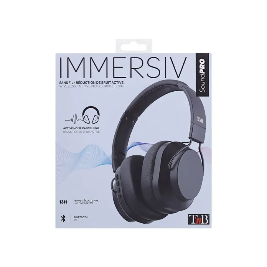 T'nB IMMERSIVE - casque sans fil avec micro - à réduction de bruit active - noir